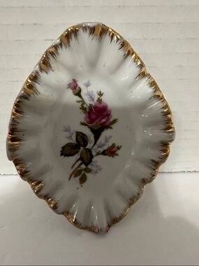 Betson Mose Rose Fluted Trinket Dish Vintage Made in Japan